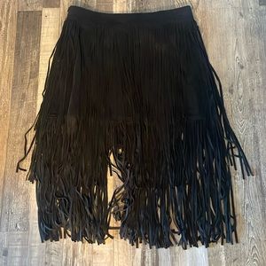 Zara Black Fringe Mini Skirt